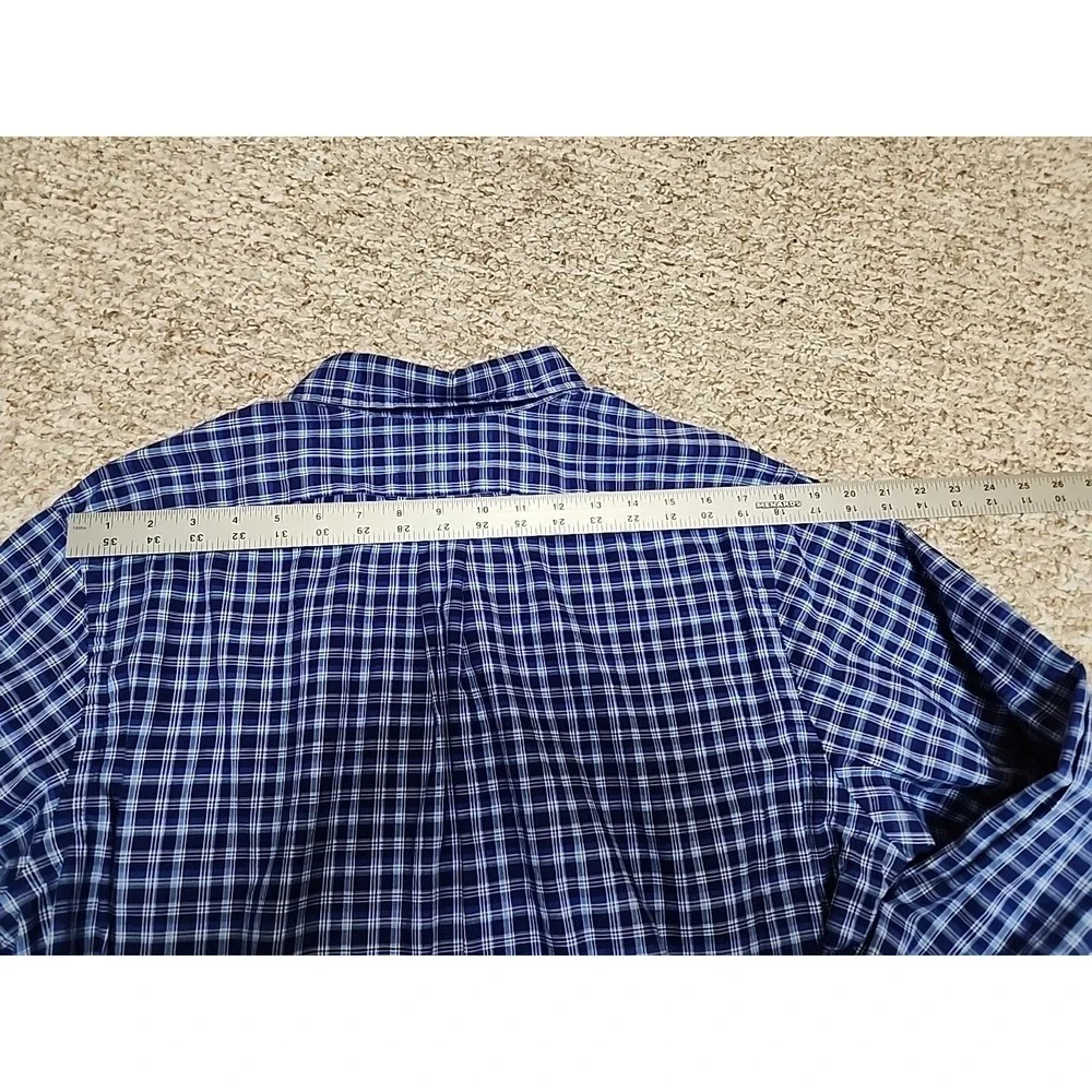 Ralph Lauren Blue‎ Plaid Long Sleeve Button Logo Shirt Size L